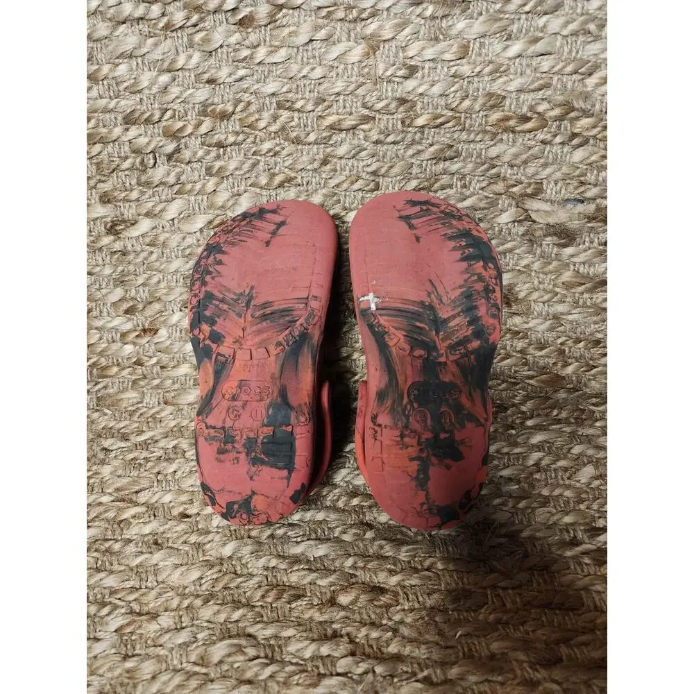Crocs Classic Kids Toddler Red and Black Marble Shoes Clogs Size C 11